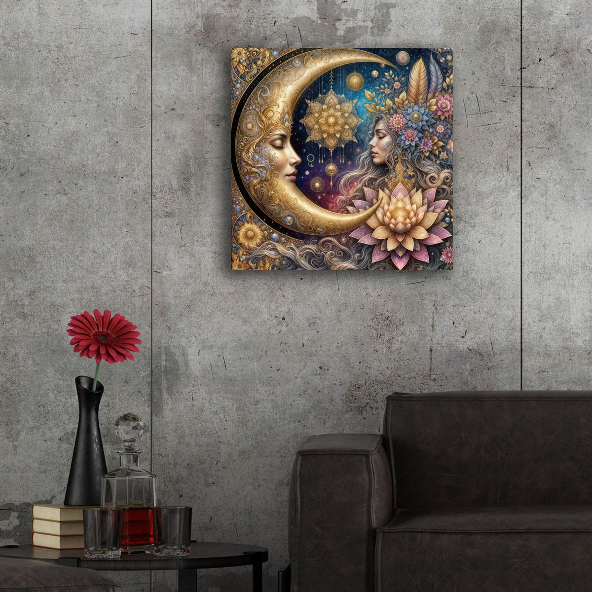 Golden Moon by Rey Klimt - 24x24 acrylic wall art in a room