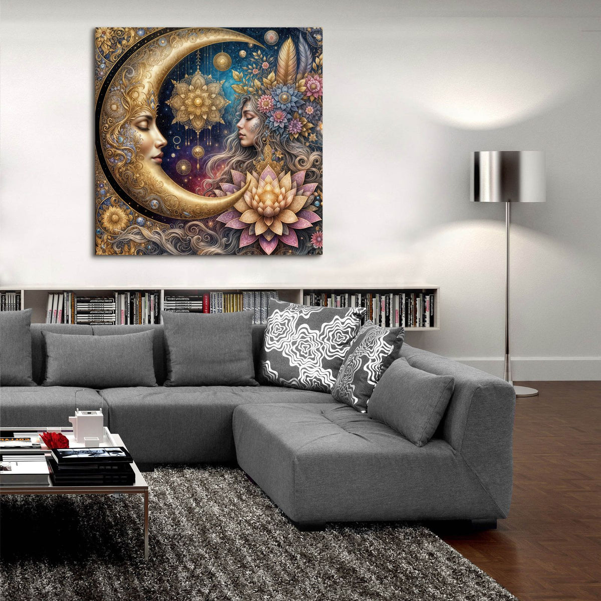 Golden Moon by Rey Klimt - 36x36 acrylic wall art in a room
