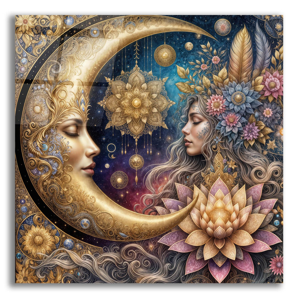 Golden Moon by Rey Klimt acrylic glass wall art