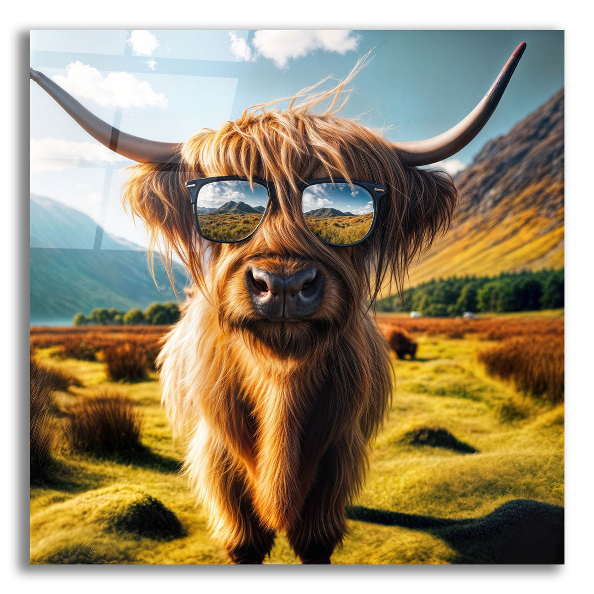 Highland Cow Sunglasses 1 by Rey Klimt acrylic glass wall art