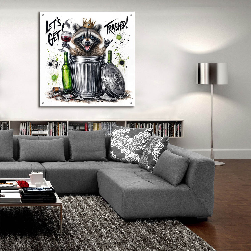 Lets Get Trashed by Rey Klimt - 36x36 acrylic wall art in a room