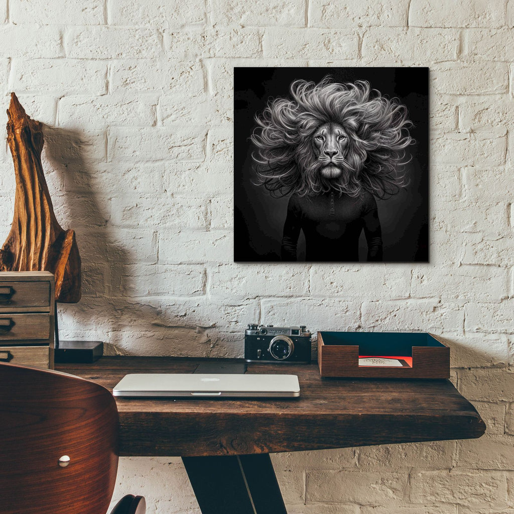 Lion Thoughts 1 by Rey Klimt - 12x12 acrylic wall art in a room