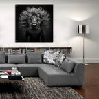 Lion Thoughts 1 by Rey Klimt - 36x36 acrylic wall art in a room