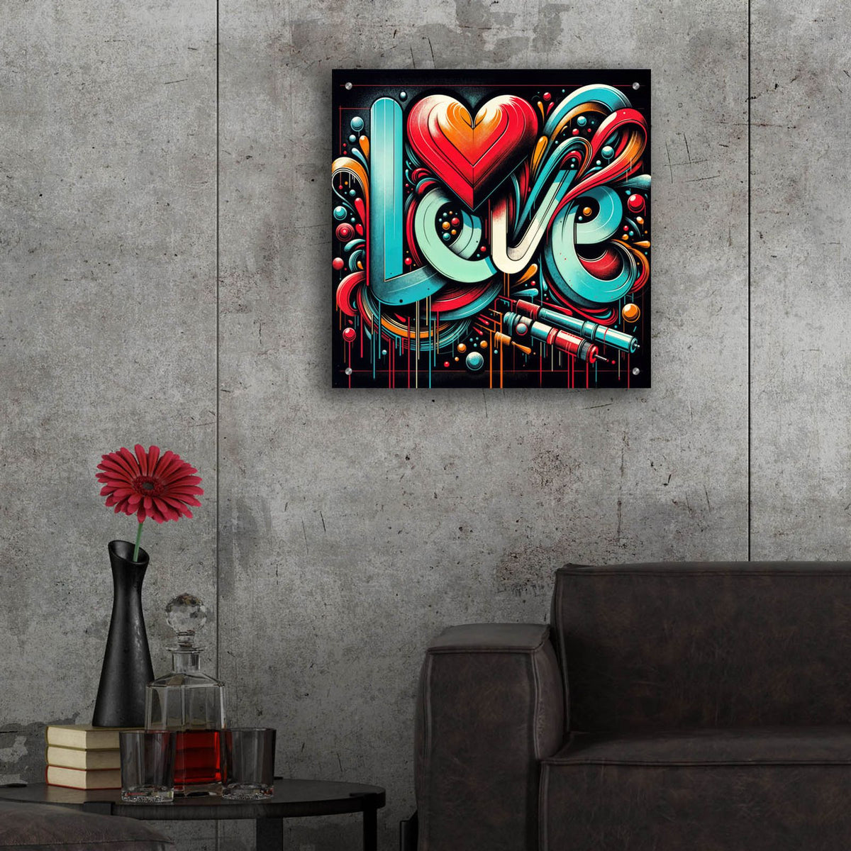 Love by Rey Klimt - 24x24 acrylic wall art in a room