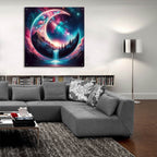 Moon World 1 by Rey Klimt - 36x36 acrylic wall art in a room