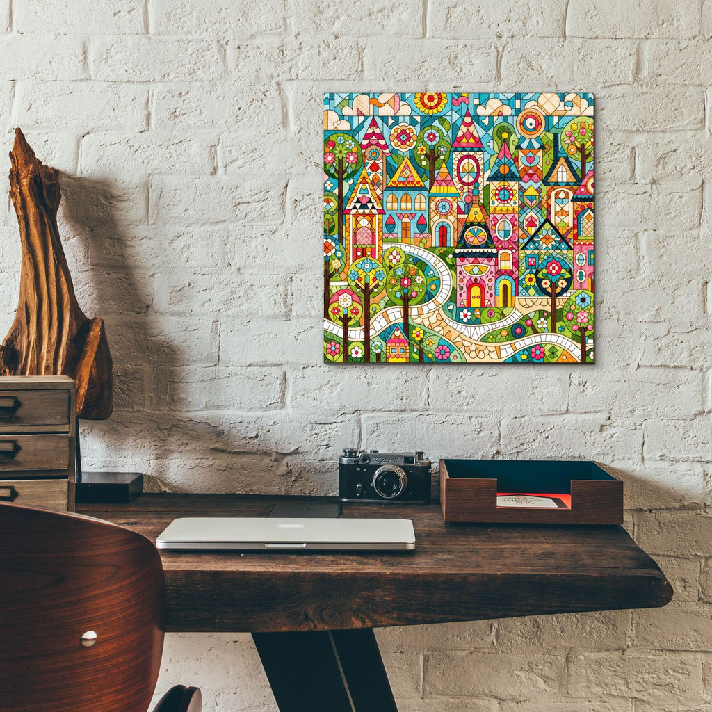 Quilt Style Scene 3 by Rey Klimt - 12x12 acrylic wall art in a room