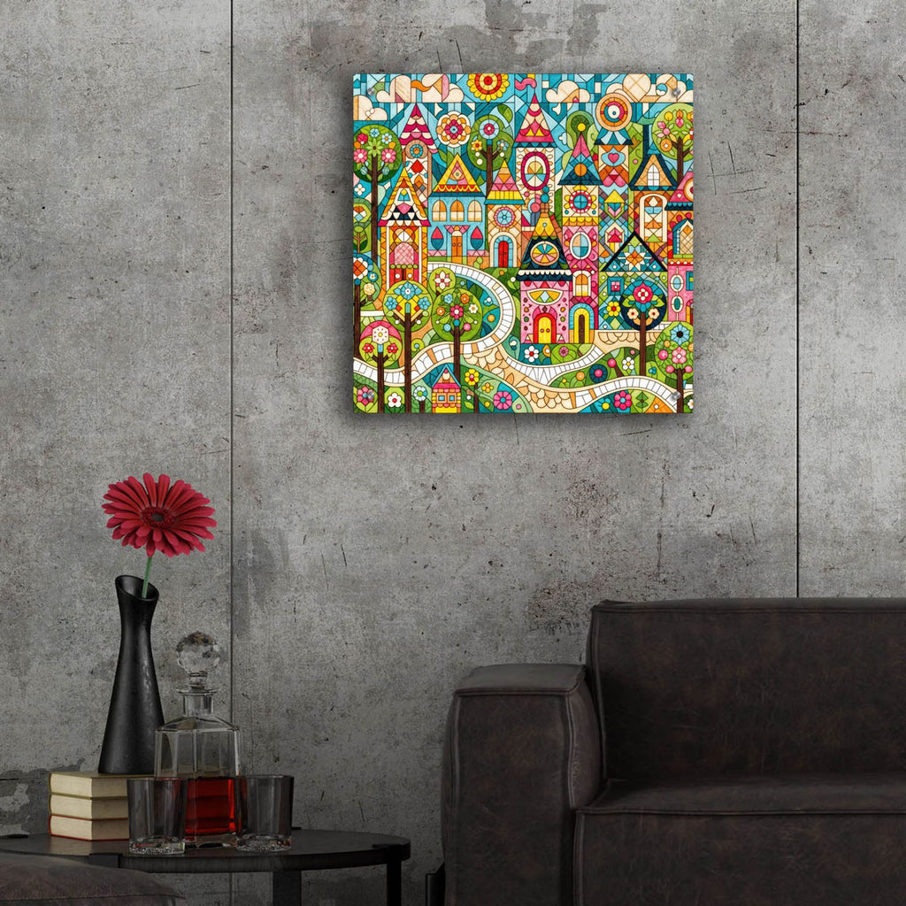Quilt Style Scene 3 by Rey Klimt - 24x24 acrylic wall art in a room