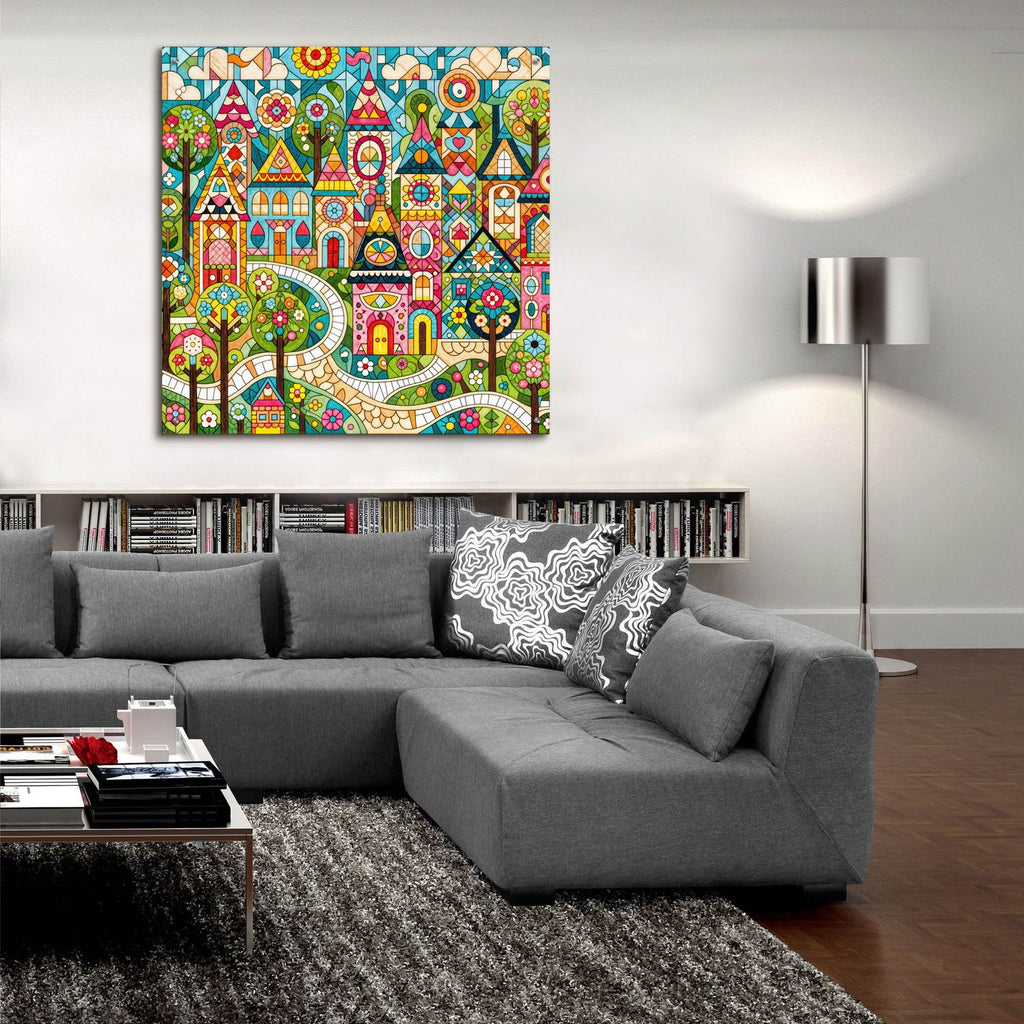 Quilt Style Scene 3 by Rey Klimt - 36x36 acrylic wall art in a room