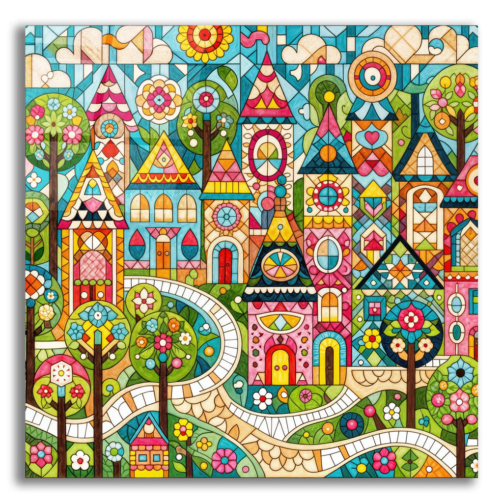 Quilt Style Scene 3 by Rey Klimt acrylic glass wall art