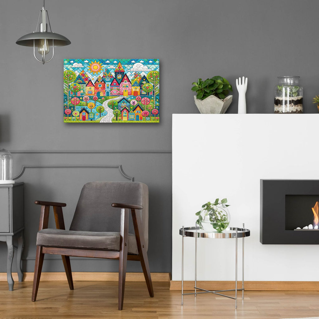 Quilt Style Scene 4 by Rey Klimt - 24x16 acrylic wall art in a room