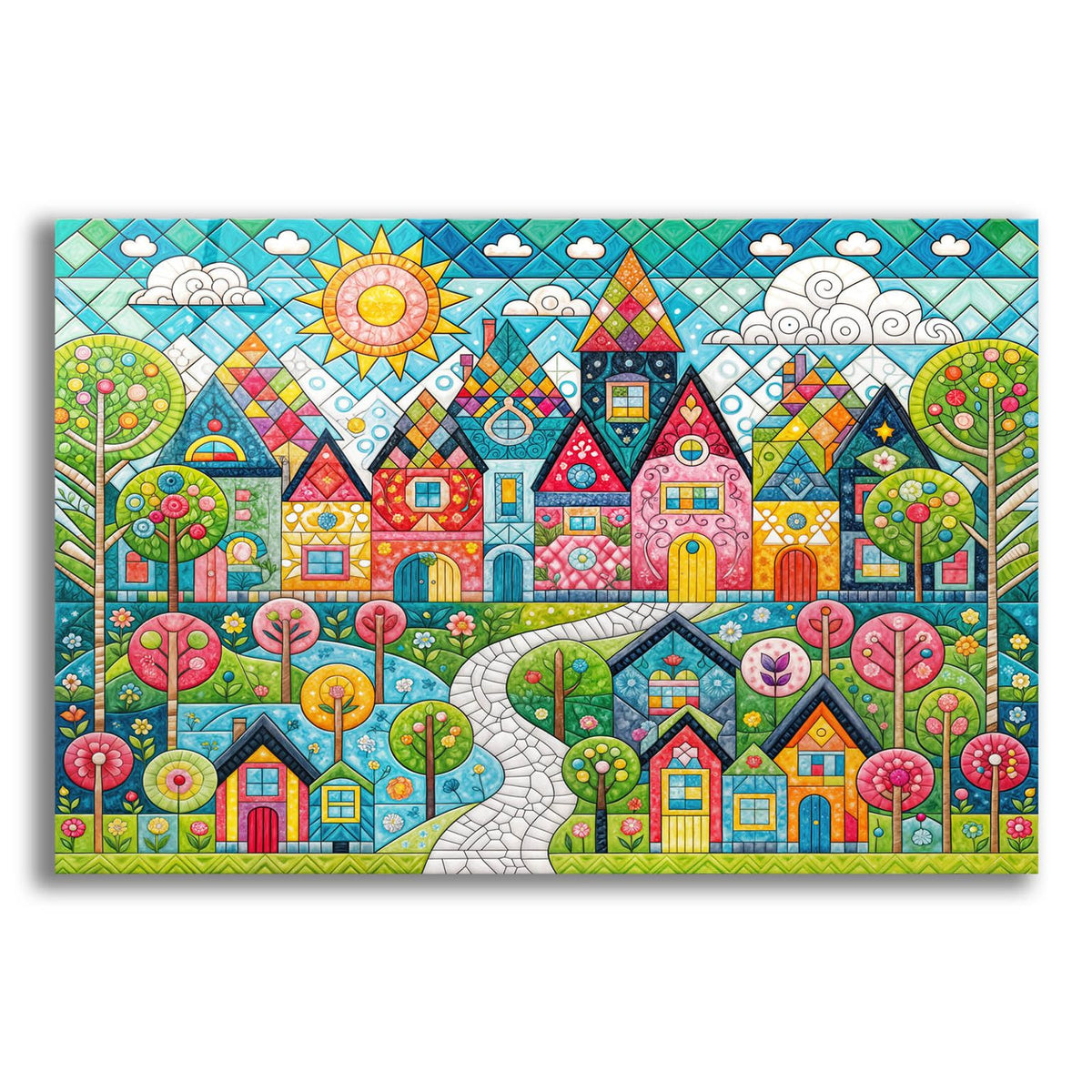 Quilt Style Scene 4 by Rey Klimt acrylic glass wall art