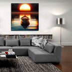 Row Boat At Sunrise by Rey Klimt - 36x36 acrylic wall art in a room