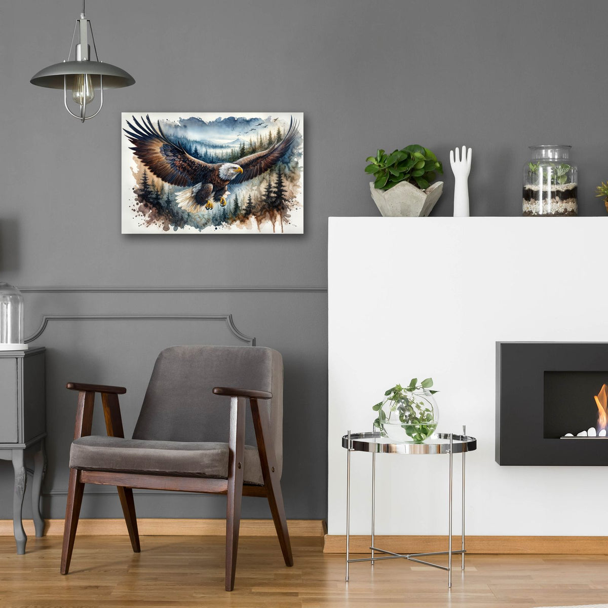 Soaring Bald Eagle 2 by Rey Klimt - 24x16 acrylic wall art in a room