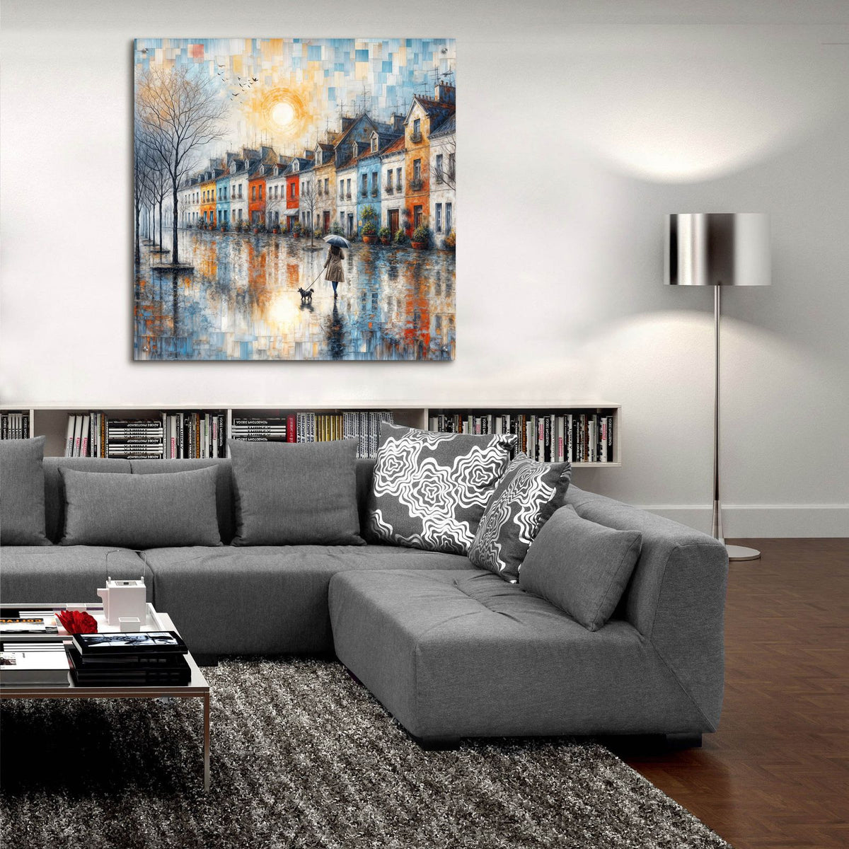 Steet Scene 2 by Rey Klimt - 36x36 acrylic wall art in a room