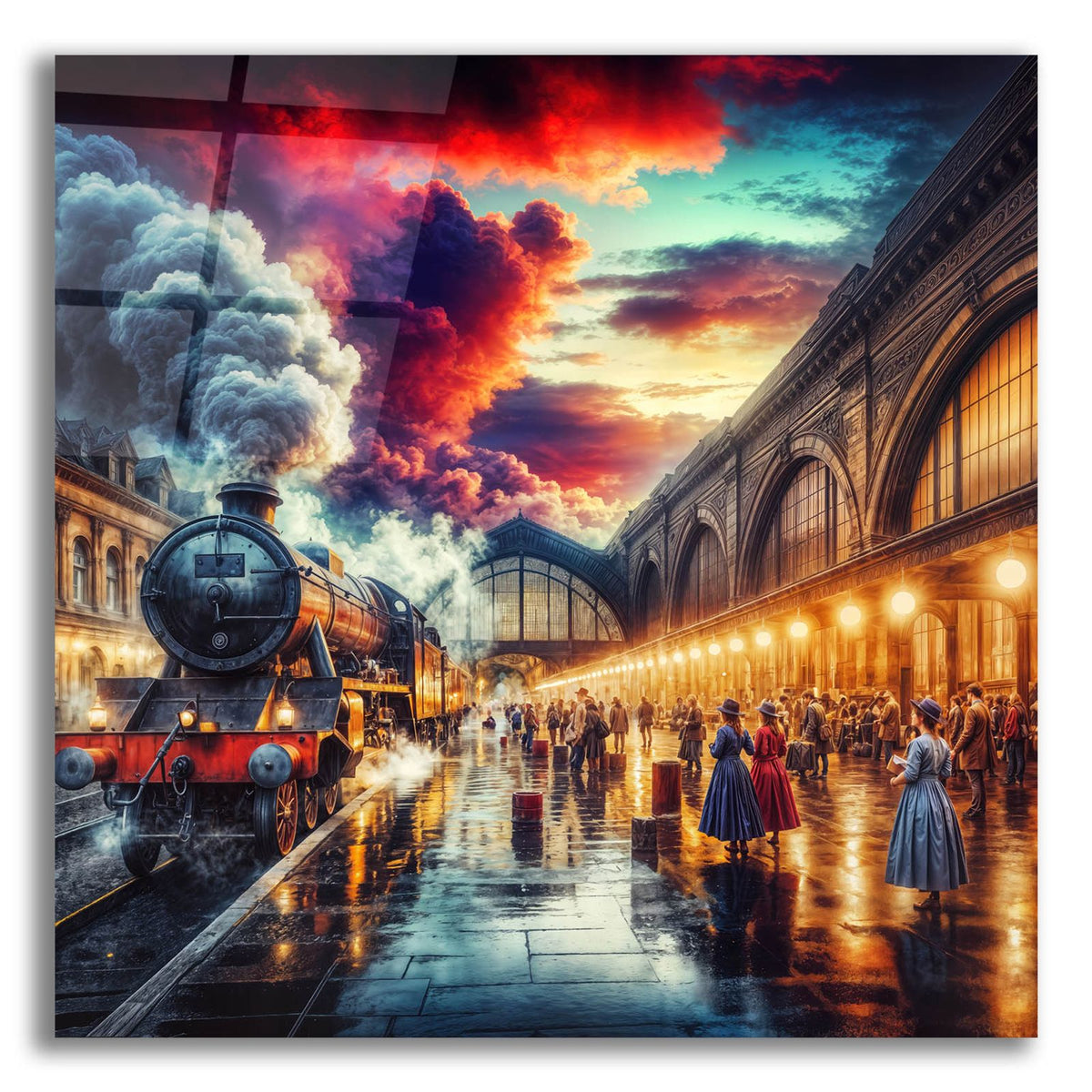 Steam Train At Station by Rey Klimt acrylic glass wall art