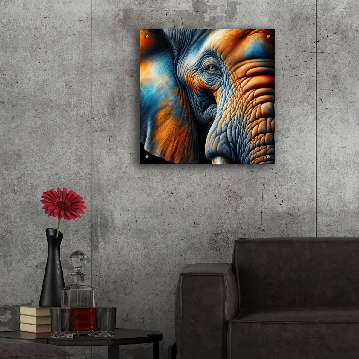Artistic Ellephant 8 by Rey Klimt - 24x24 acrylic wall art in a room