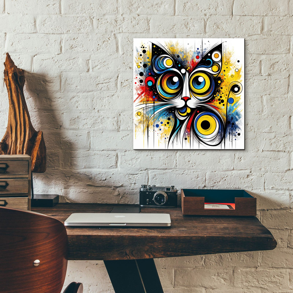 Cat Abstract 1 by Rey Klimt - 12x12 acrylic wall art in a room