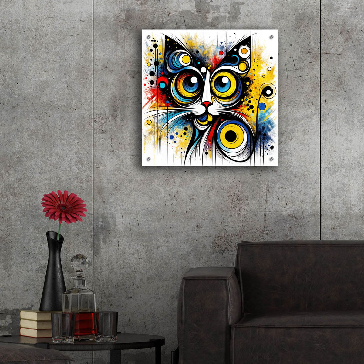 Cat Abstract 1 by Rey Klimt - 24x24 acrylic wall art in a room