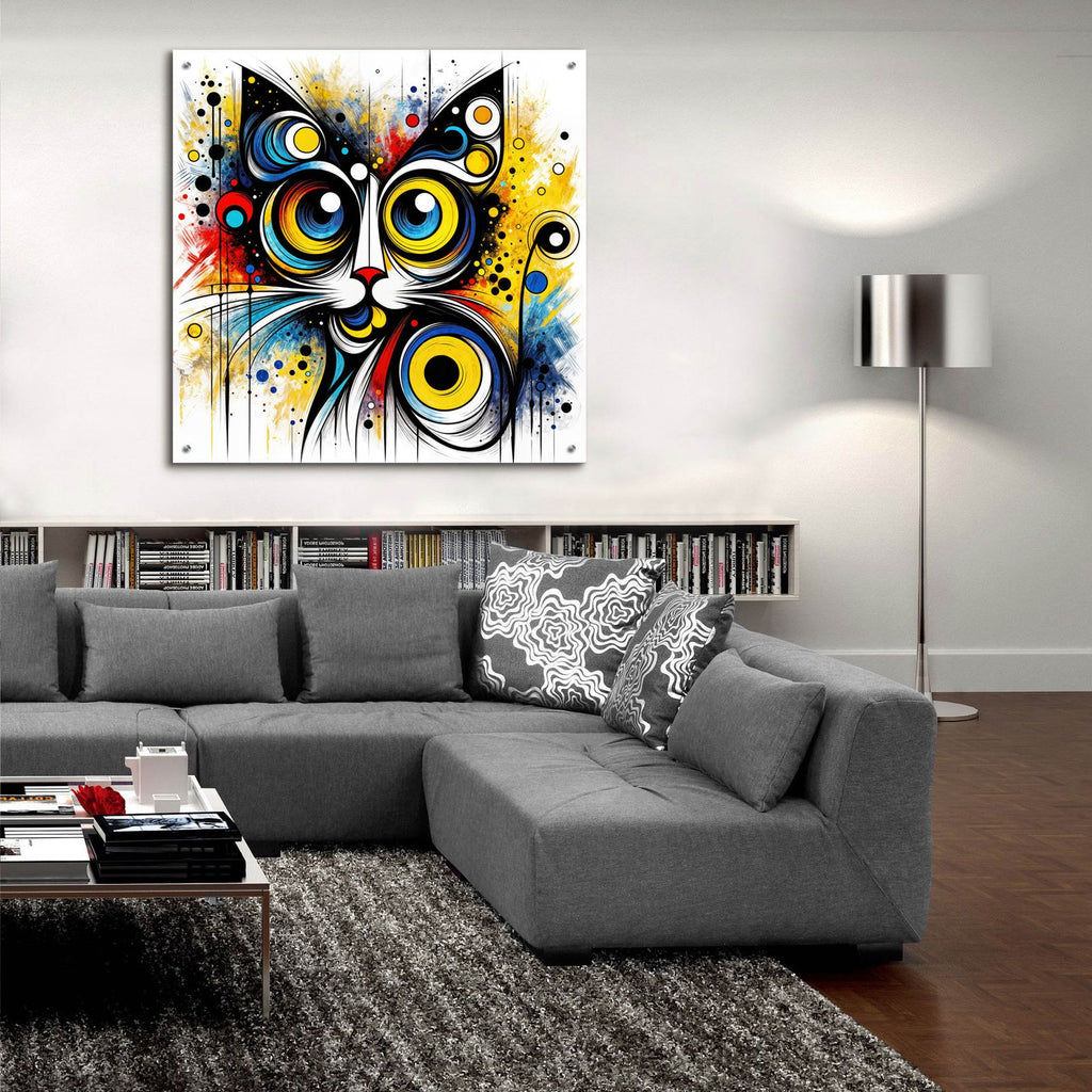 Cat Abstract 1 by Rey Klimt - 36x36 acrylic wall art in a room