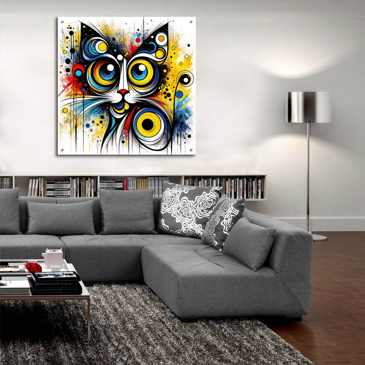 Cat Abstract 1 by Rey Klimt - 36x36 acrylic wall art in a room