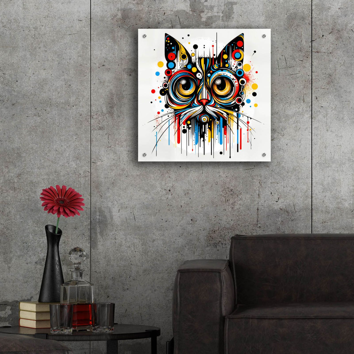 Cat Abstract 2 by Rey Klimt - 24x24 acrylic wall art in a room