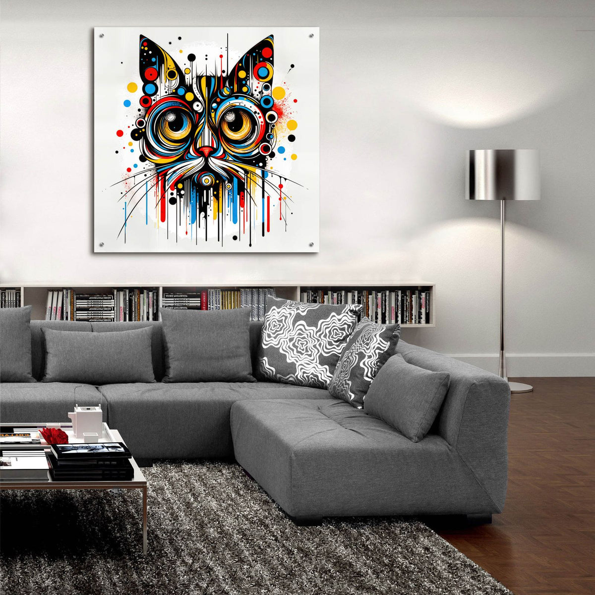 Cat Abstract 2 by Rey Klimt - 36x36 acrylic wall art in a room