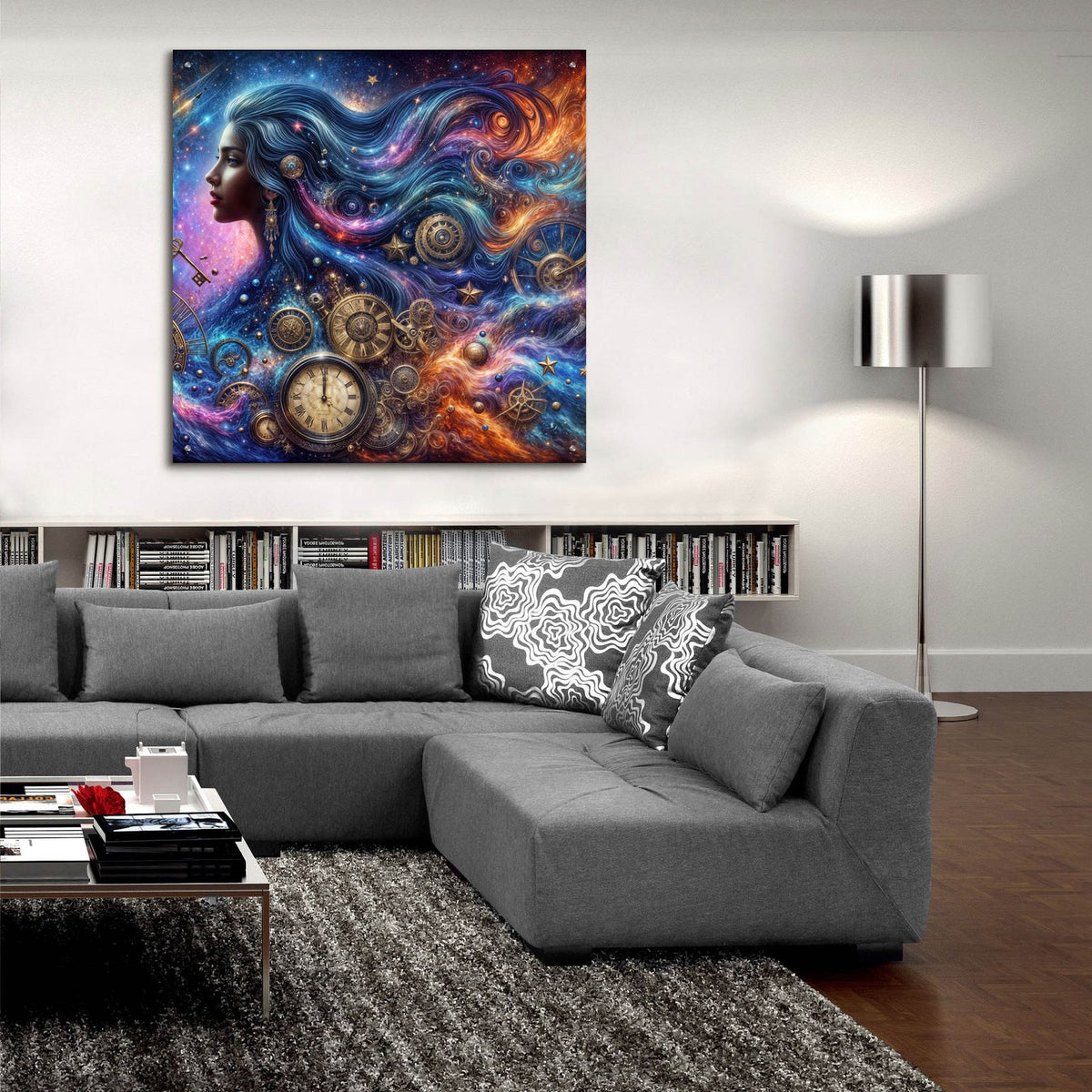 Celestial Timekeeper 1 by Rey Klimt - 36x36 acrylic wall art in a room