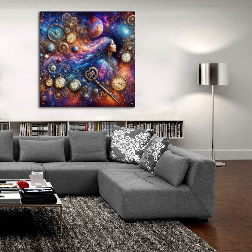 Celestial Timekeeper 2 by Rey Klimt - 36x36 acrylic wall art in a room