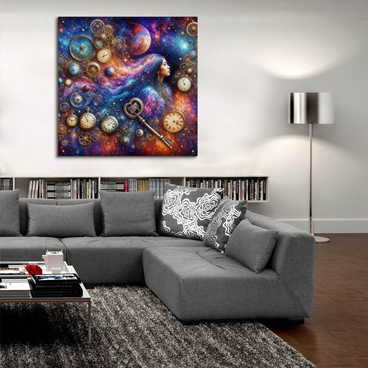 Celestial Timekeeper 2 by Rey Klimt - 36x36 acrylic wall art in a room