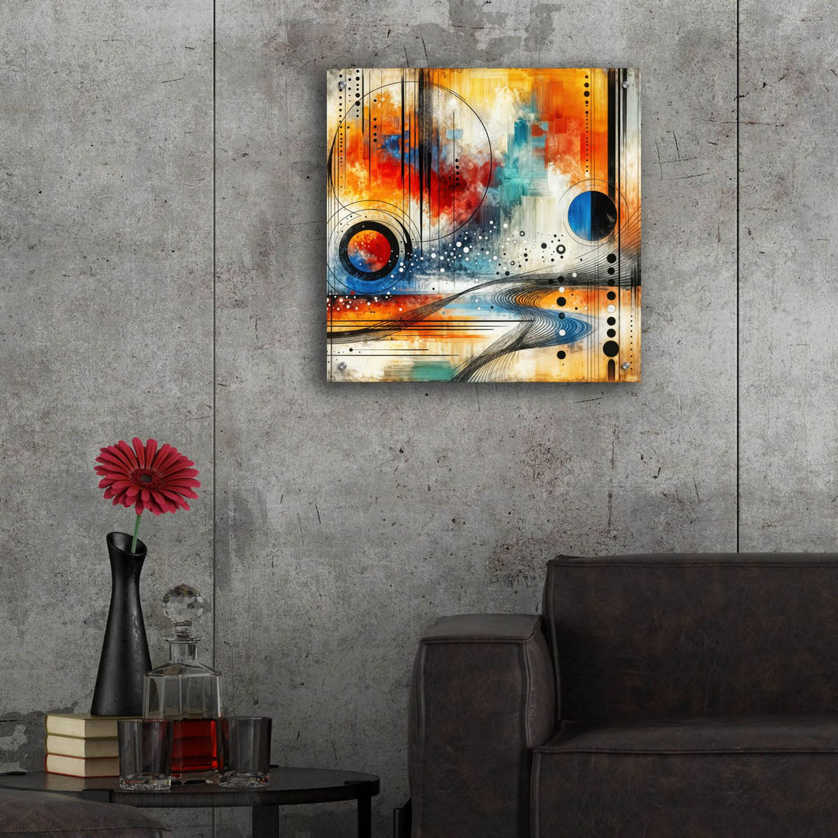 Circles Abstract 4 by Rey Klimt - 24x24 acrylic wall art in a room