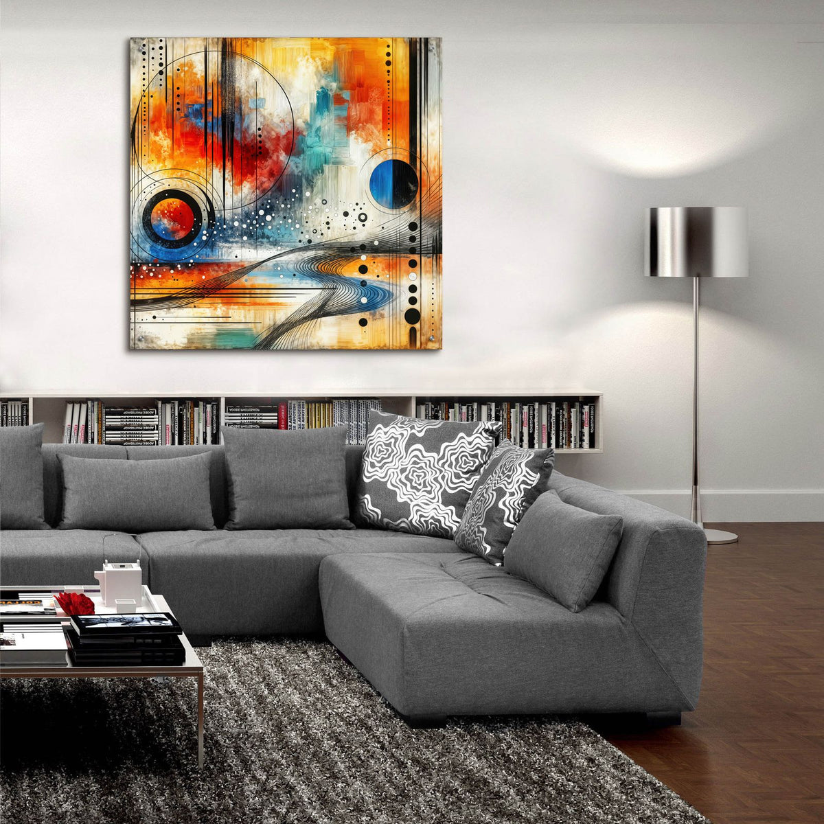 Circles Abstract 4 by Rey Klimt - 36x36 acrylic wall art in a room