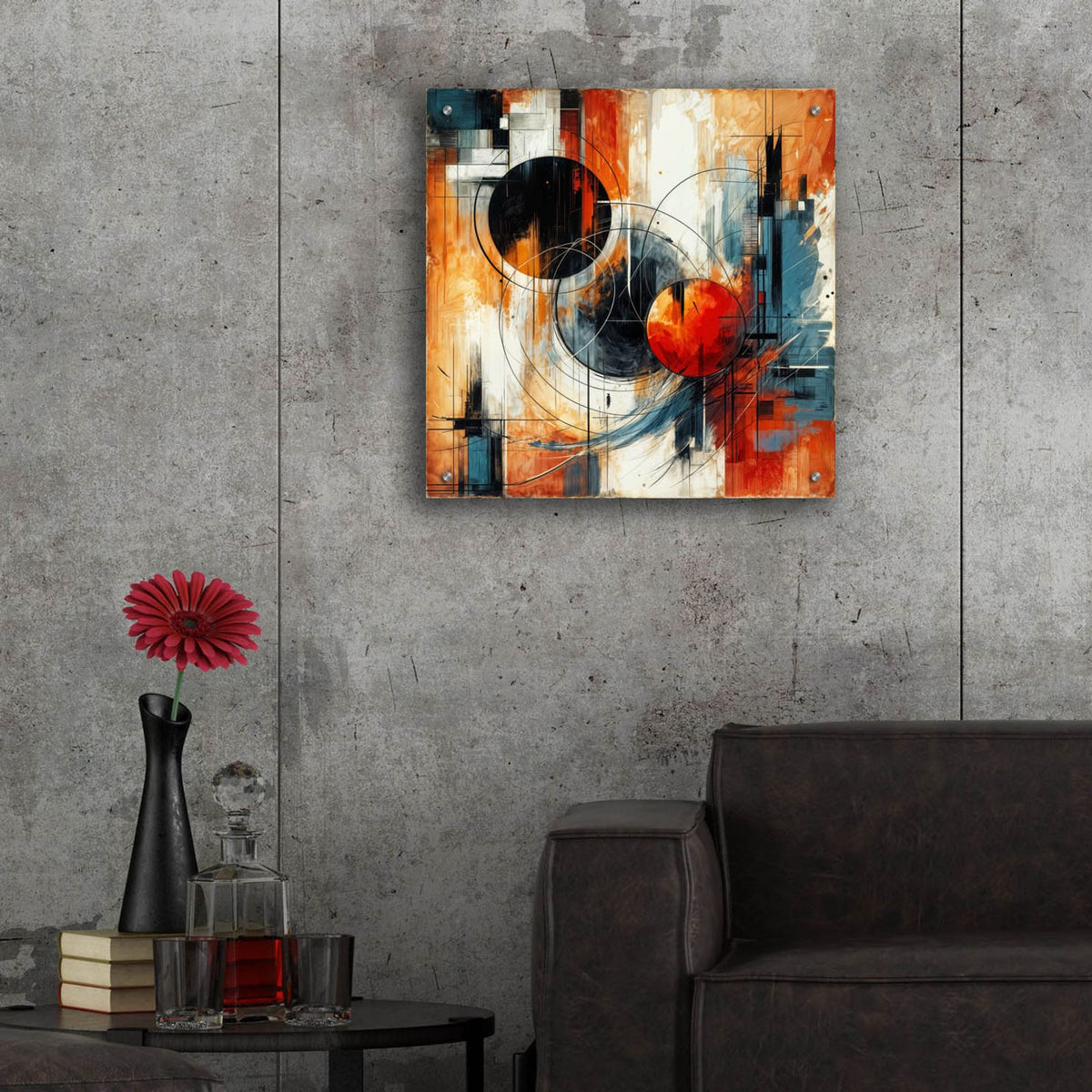 Circles Abstract 6 by Rey Klimt - 24x24 acrylic wall art in a room