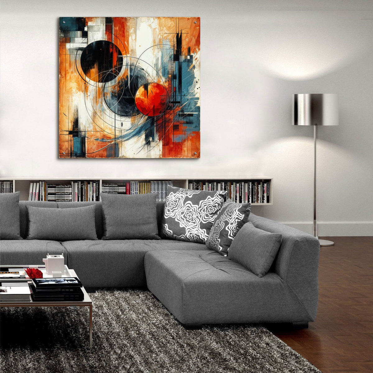 Circles Abstract 6 by Rey Klimt - 36x36 acrylic wall art in a room
