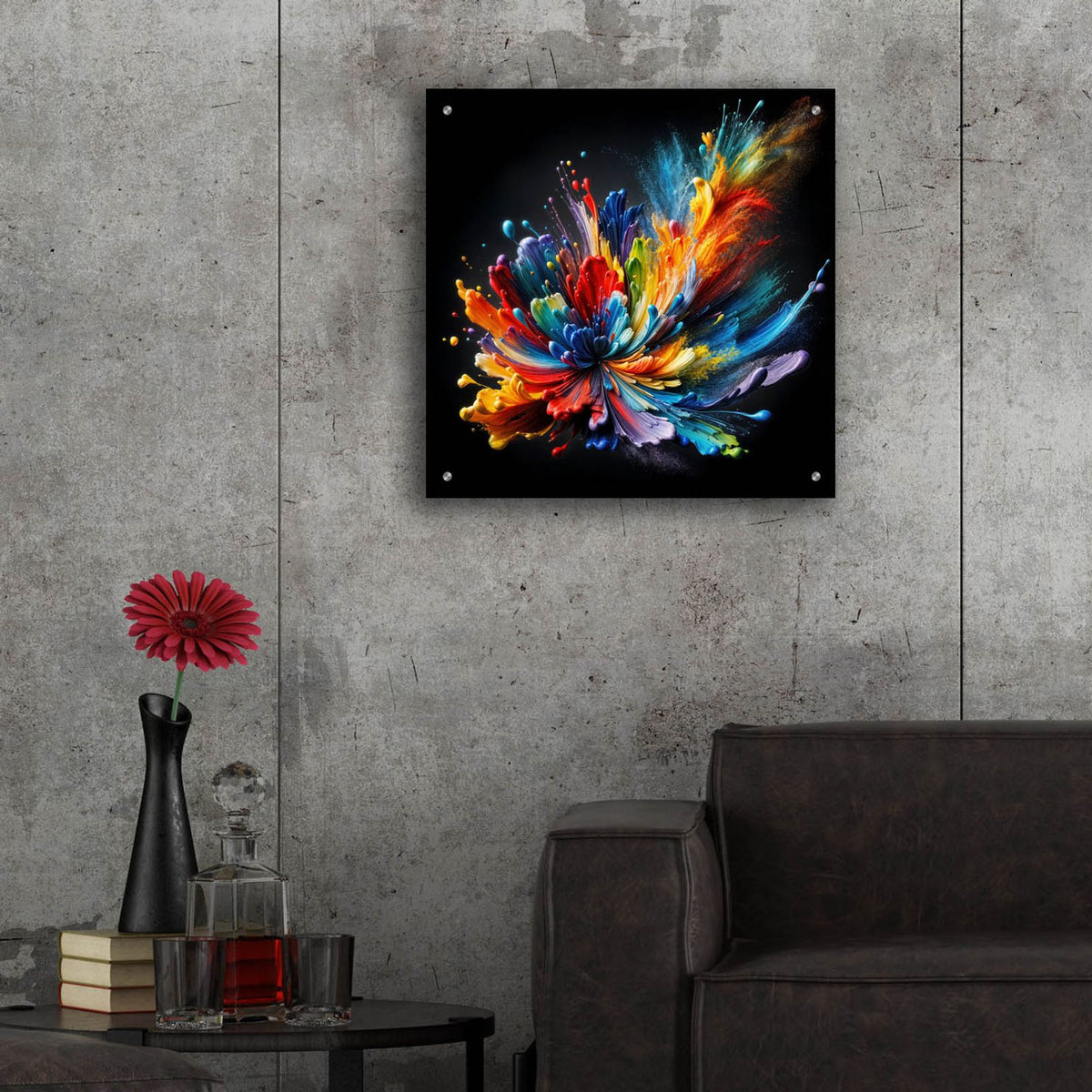 Color Burst 2 by Rey Klimt - 24x24 acrylic wall art in a room