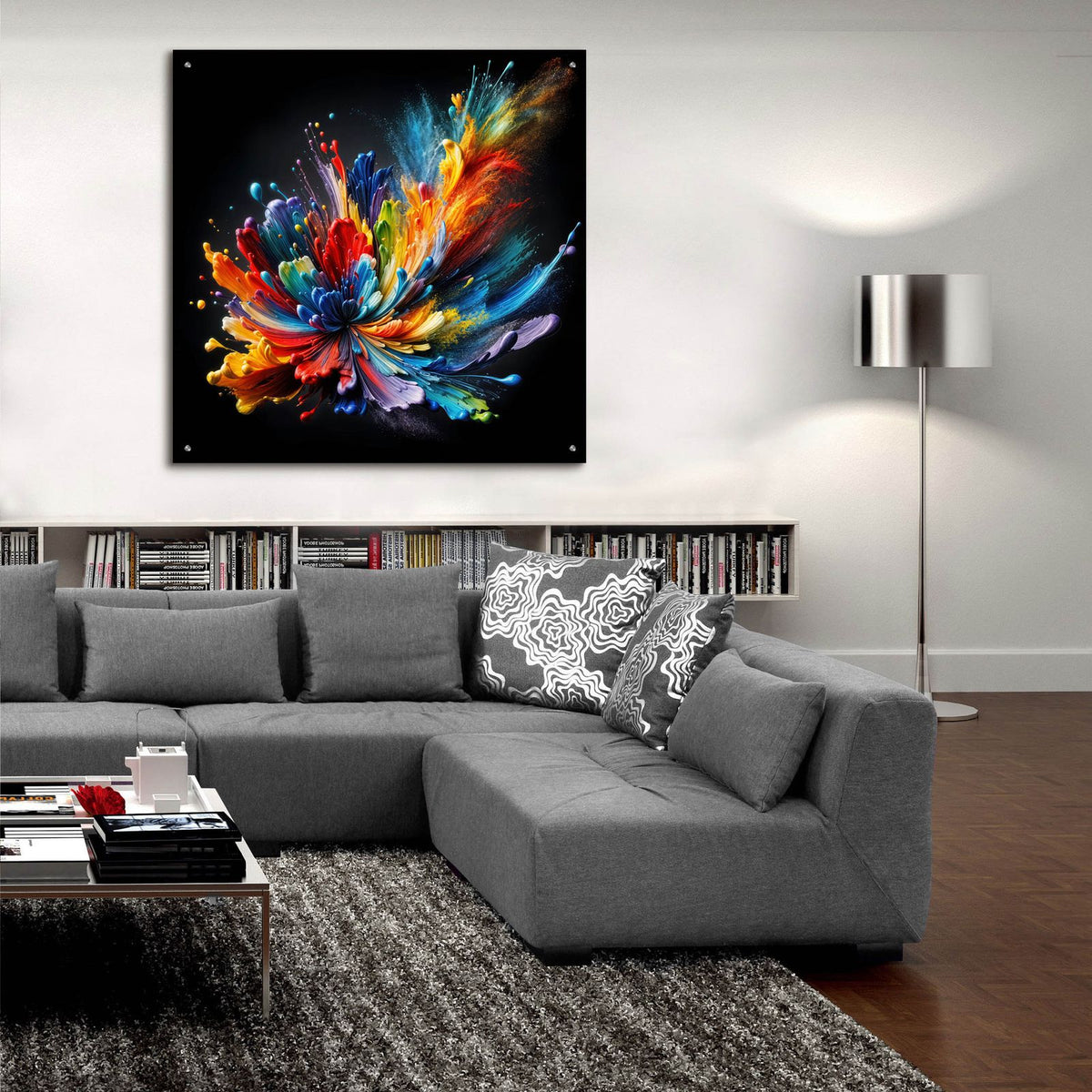 Color Burst 2 by Rey Klimt - 36x36 acrylic wall art in a room