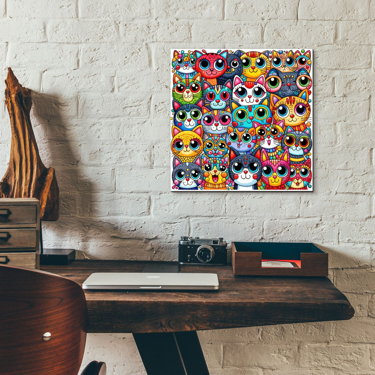 Glaring Cats 2 by Rey Klimt - 12x12 acrylic wall art in a room