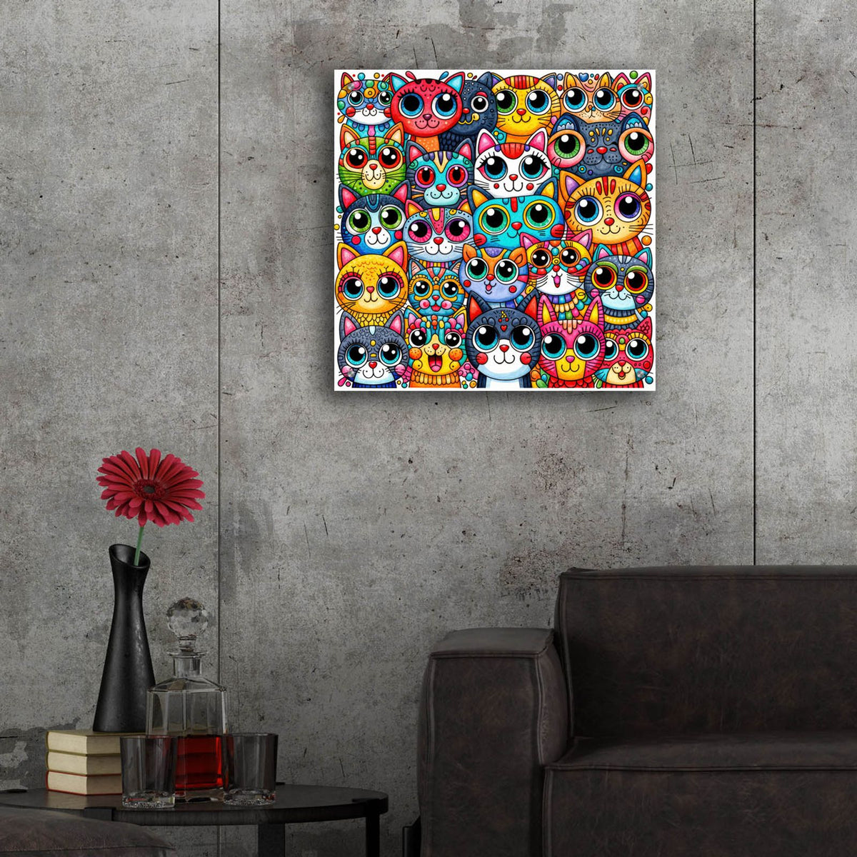 Glaring Cats 2 by Rey Klimt - 24x24 acrylic wall art in a room