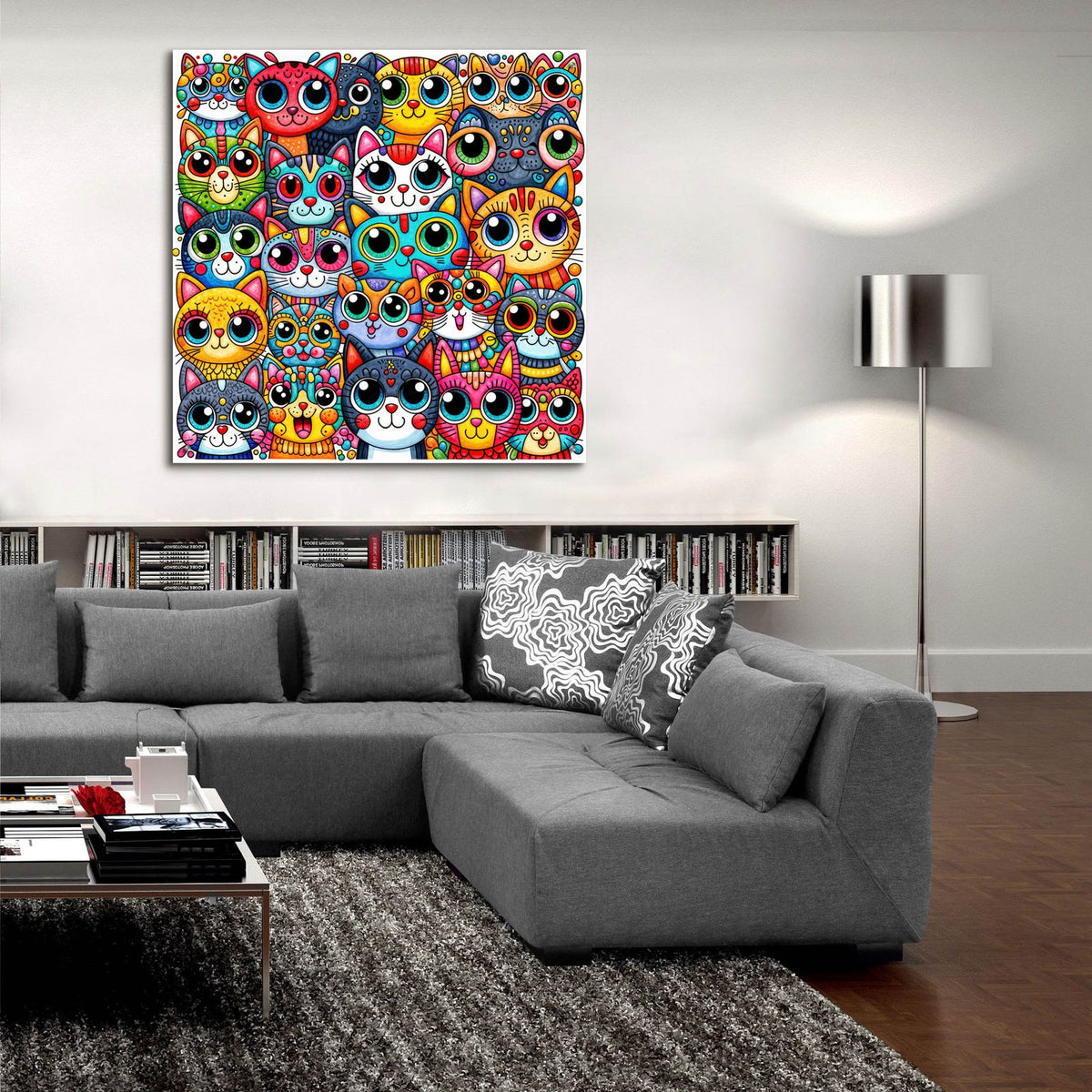 Glaring Cats 2 by Rey Klimt - 36x36 acrylic wall art in a room
