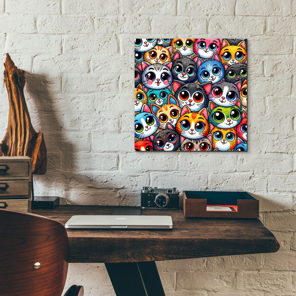 Glaring Cats 3 by Rey Klimt - 12x12 acrylic wall art in a room