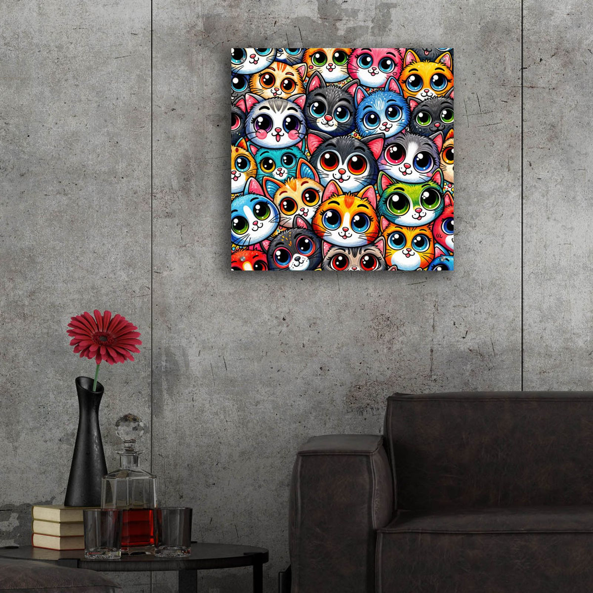 Glaring Cats 3 by Rey Klimt - 24x24 acrylic wall art in a room