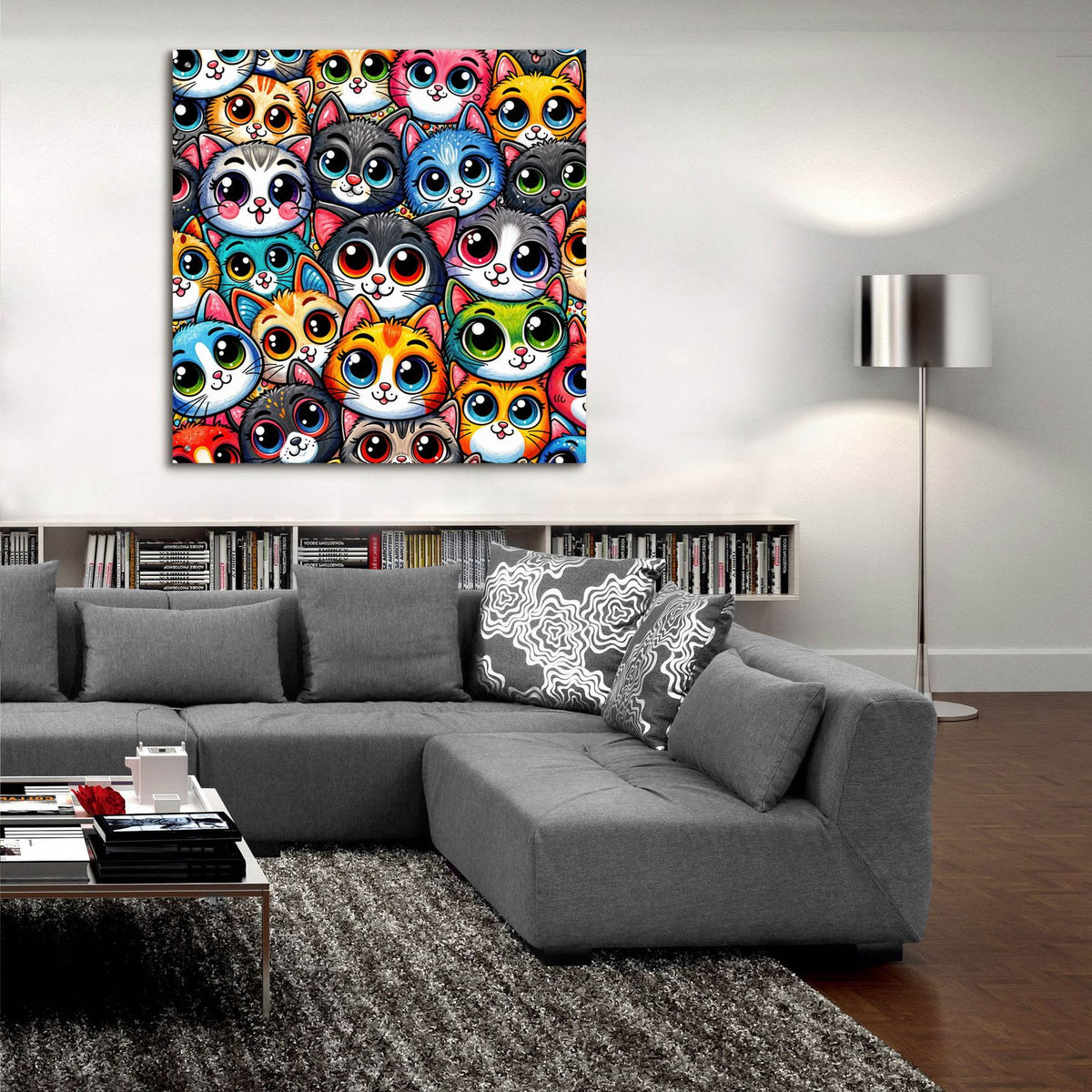 Glaring Cats 3 by Rey Klimt - 36x36 acrylic wall art in a room