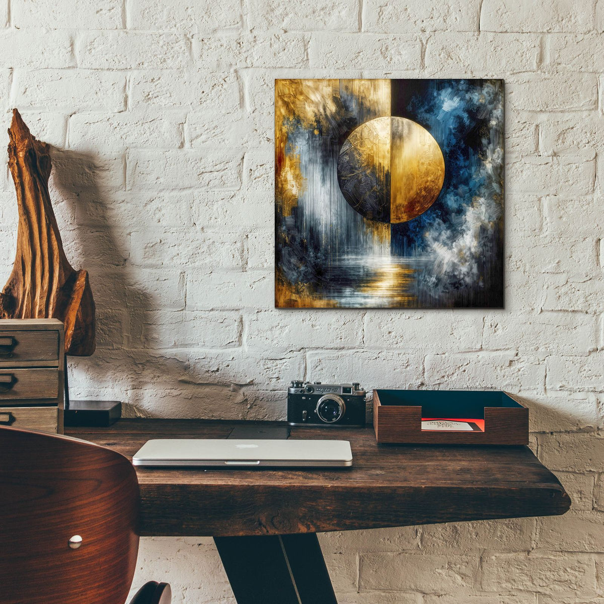 Golden Circle Abstract 10 by Rey Klimt - 12x12 acrylic wall art in a room