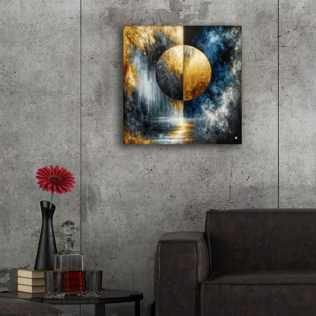 Golden Circle Abstract 10 by Rey Klimt - 24x24 acrylic wall art in a room