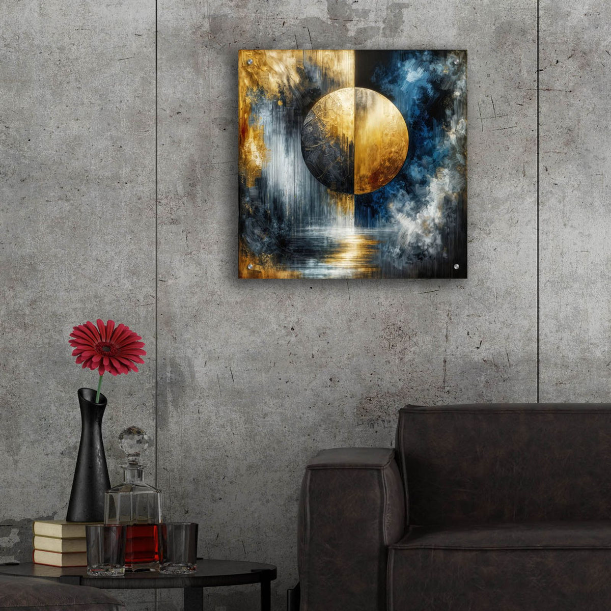 Golden Circle Abstract 10 by Rey Klimt - 24x24 acrylic wall art in a room