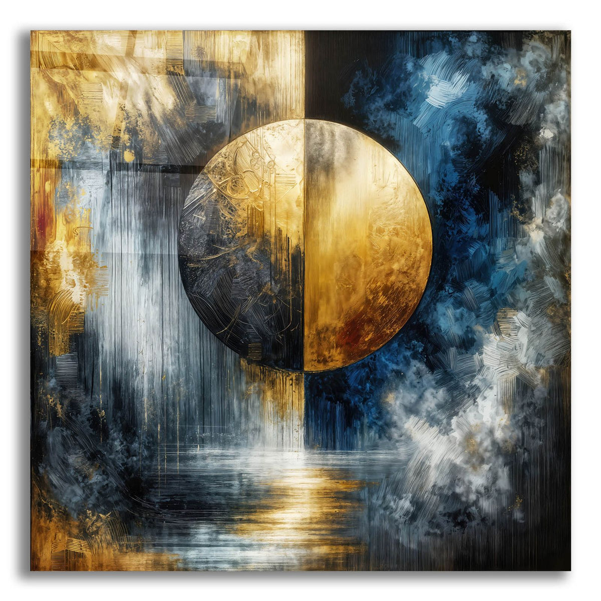 Golden Circle Abstract 10 by Rey Klimt acrylic glass wall art