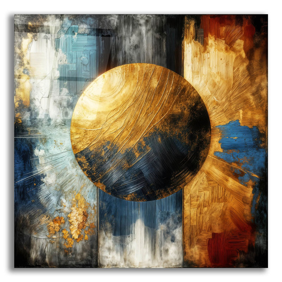 Golden Circle Abstract 2 by Rey Klimt acrylic glass wall art