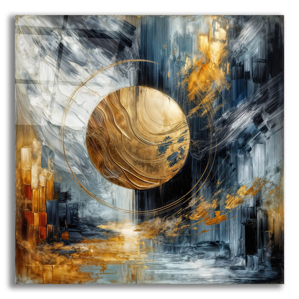 Golden Circle Abstract 4 by Rey Klimt acrylic glass wall art