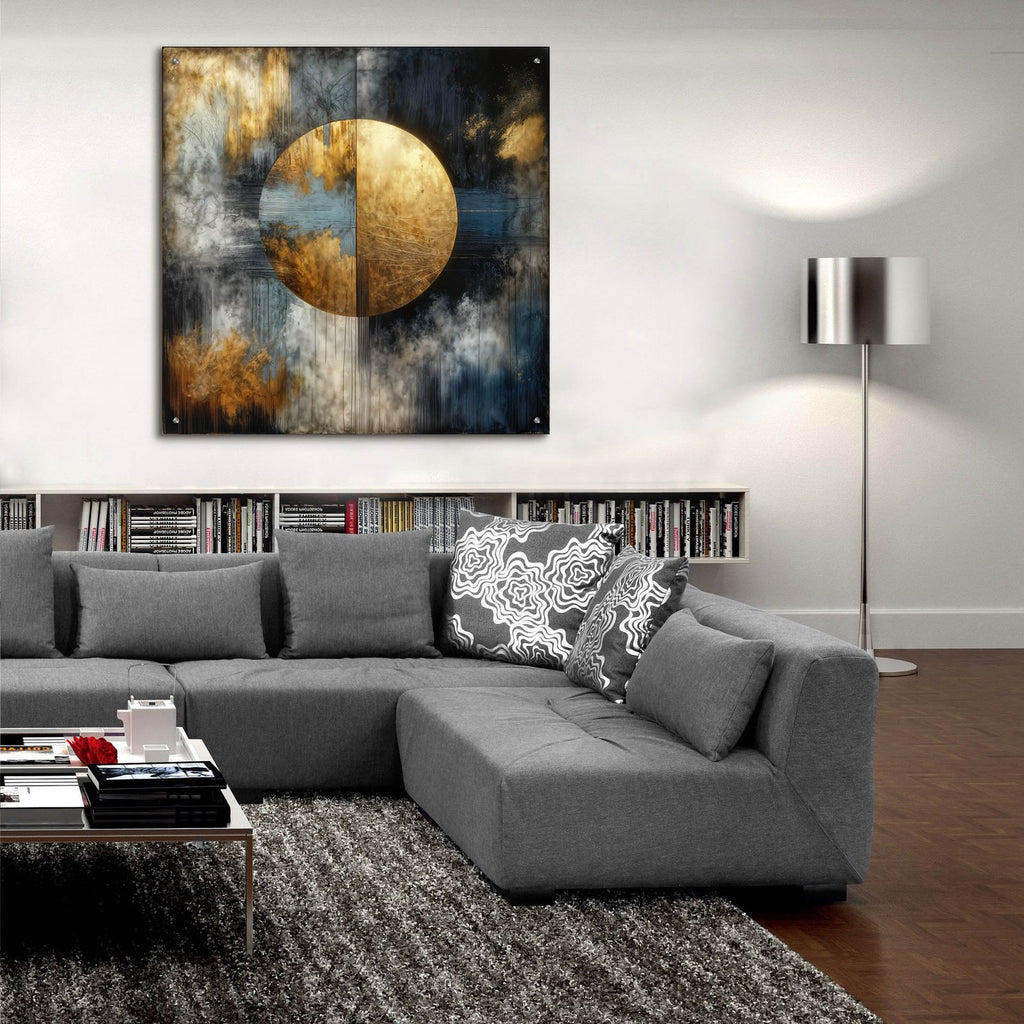 Golden Circle Abstract 5 by Rey Klimt - 36x36 acrylic wall art in a room