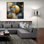 Golden Circle Abstract 5 by Rey Klimt - 36x36 acrylic wall art in a room