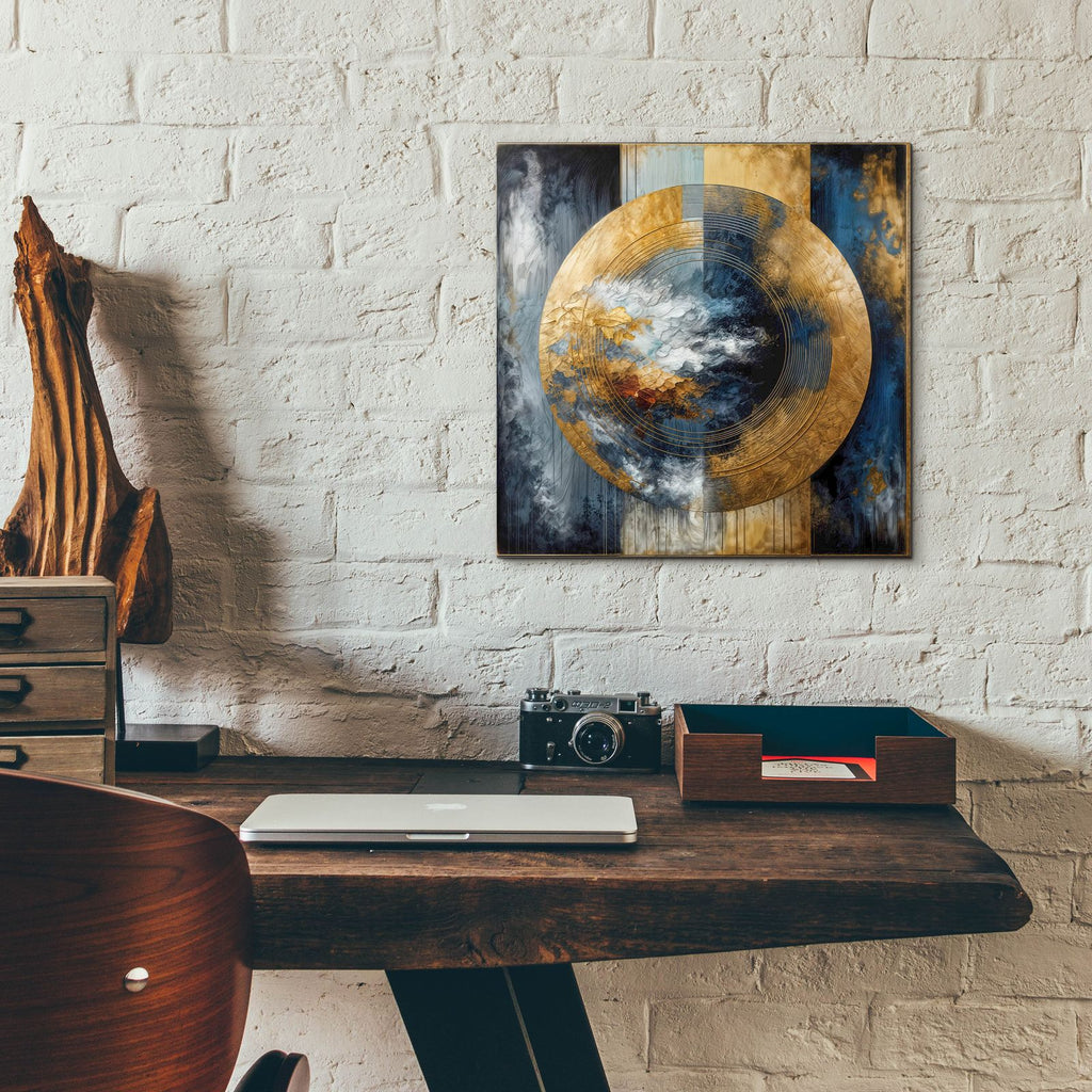 Golden Circle Abstract 8 by Rey Klimt - 12x12 acrylic wall art in a room